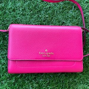 Kate Spade Pebble Leather Harlow Wallet On a String